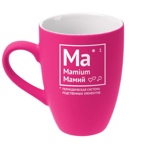 Кружка «Мамий» c покрытием софт-тач, ярко-розовая (фуксия), 70228/77