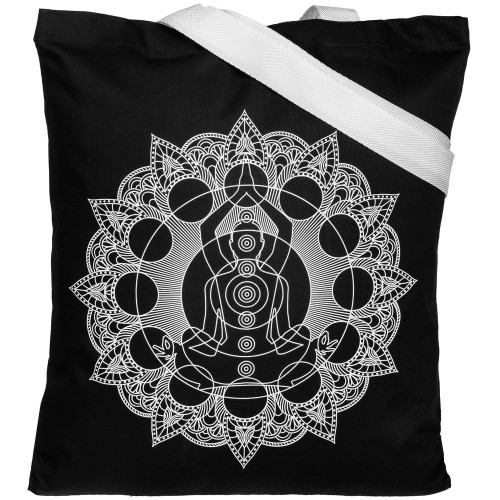 Холщовая сумка Chakraday, черная с белыми ручками, 70673/36 Холщовая сумка Chakraday, черная с белыми ручками, 70673/36