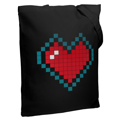 Холщовая сумка Pixel Heart, черная, 70862/30 Холщовая сумка Pixel Heart, черная, 70862/30