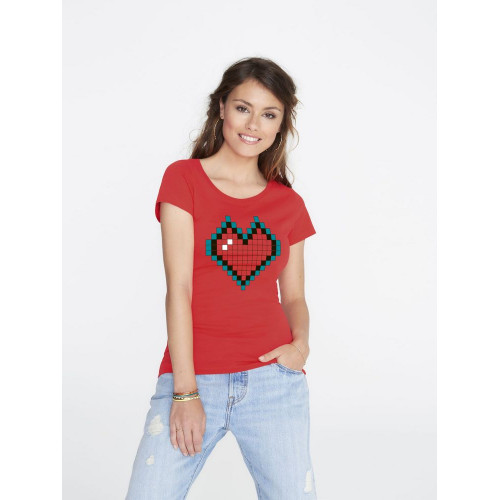 Футболка женская Pixel Heart, красная, 70863/50 Футболка женская Pixel Heart, красная, 70863/50